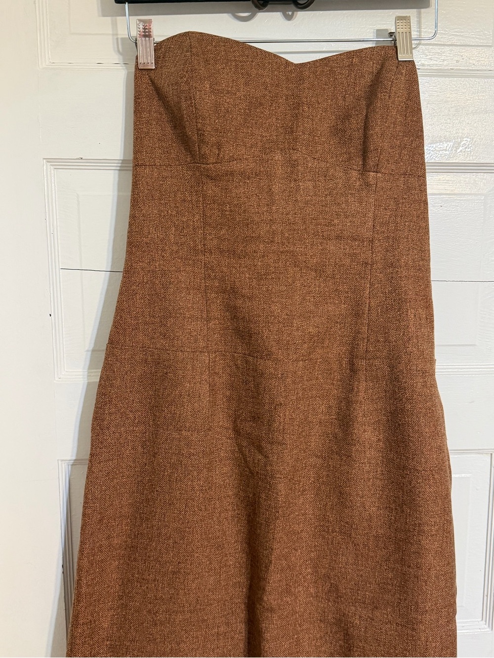 Molly New York Brown Strapless A-Line Tweed Skirt